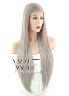 30" Straight Ash Grey Lace Front Synthetic Wig LF375
