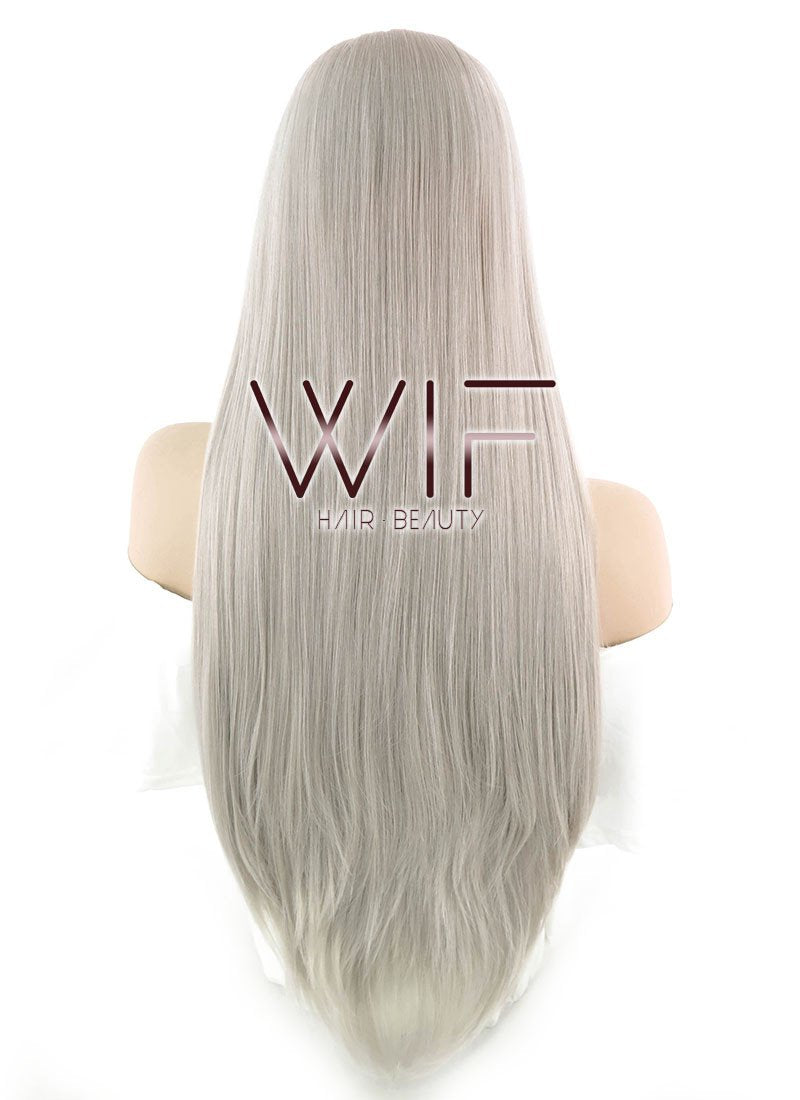 30" Straight Ash Grey Lace Front Synthetic Wig LF375