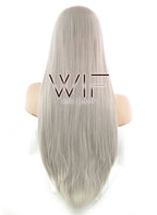 30" Straight Ash Grey Lace Front Synthetic Wig LF375