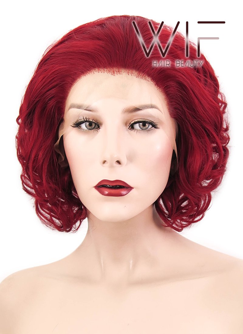 10" Wavy Red Lace Front Synthetic Wig LF376