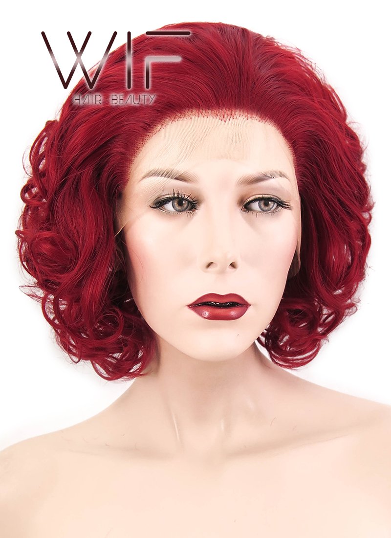 10" Wavy Red Lace Front Synthetic Wig LF376