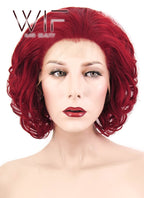10" Wavy Red Lace Front Synthetic Wig LF376