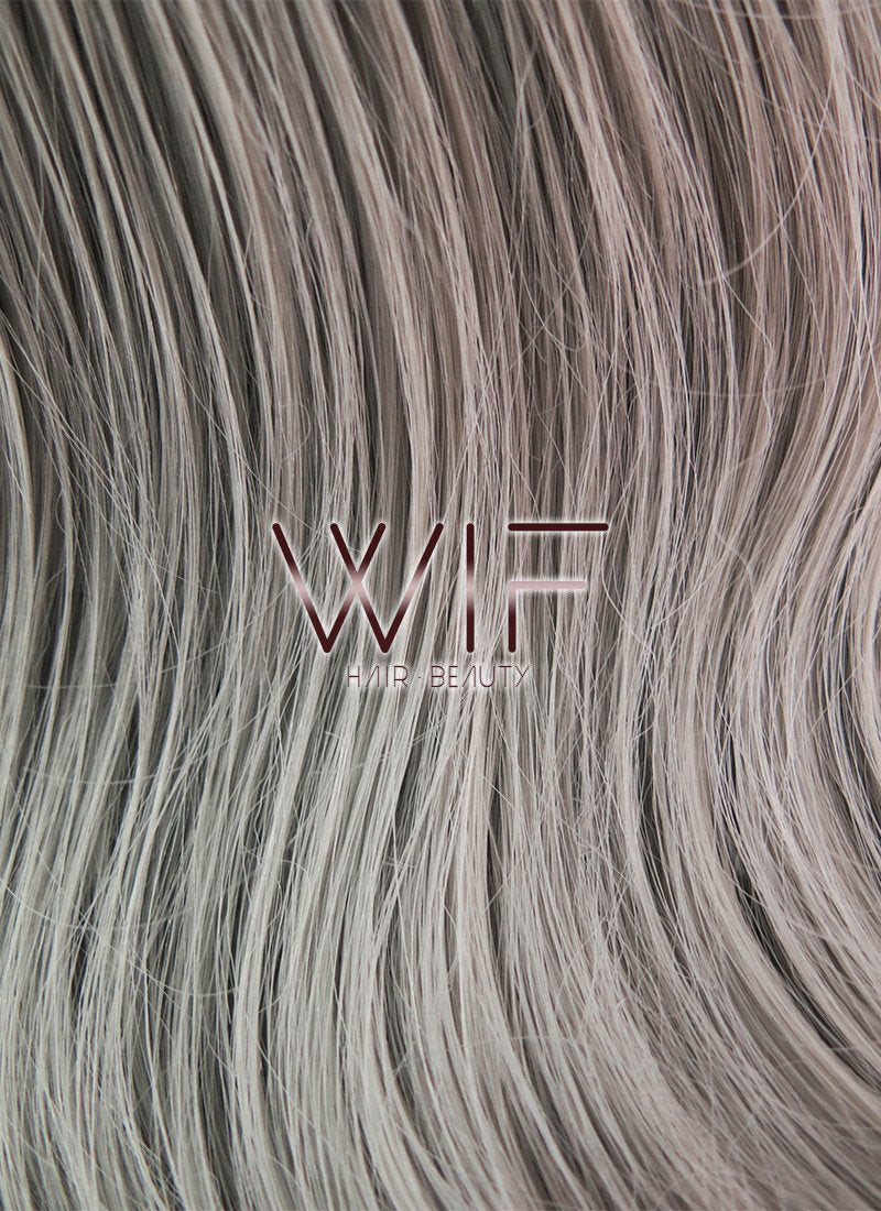 24" Wavy Grey With Dark Roots Lace Front Synthetic Wig LF382