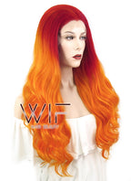 24" Wavy Mixed Orange Lace Front Synthetic Wig LF383