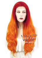 24" Wavy Mixed Orange Lace Front Synthetic Wig LF383