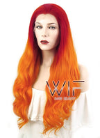 24" Wavy Mixed Orange Lace Front Synthetic Wig LF383
