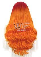 24" Wavy Mixed Orange Lace Front Synthetic Wig LF383