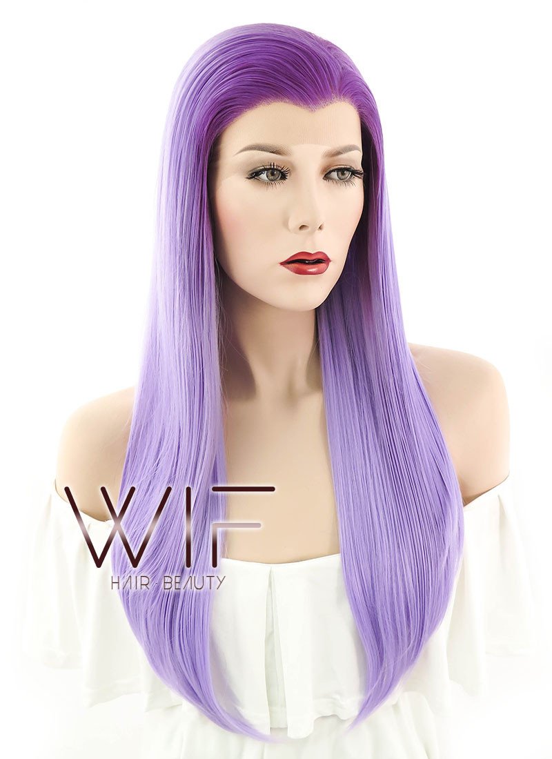 24" Straight Two Tone Purple Lace Front Synthetic Wig LF392