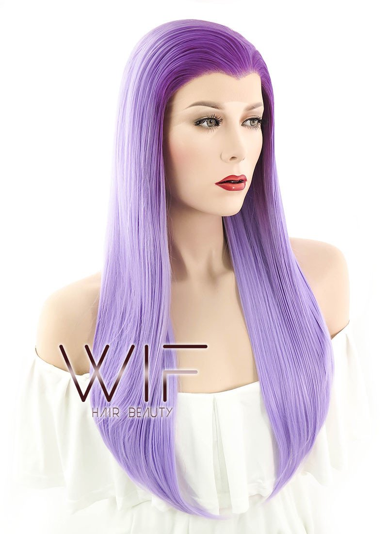 24" Straight Two Tone Purple Lace Front Synthetic Wig LF392