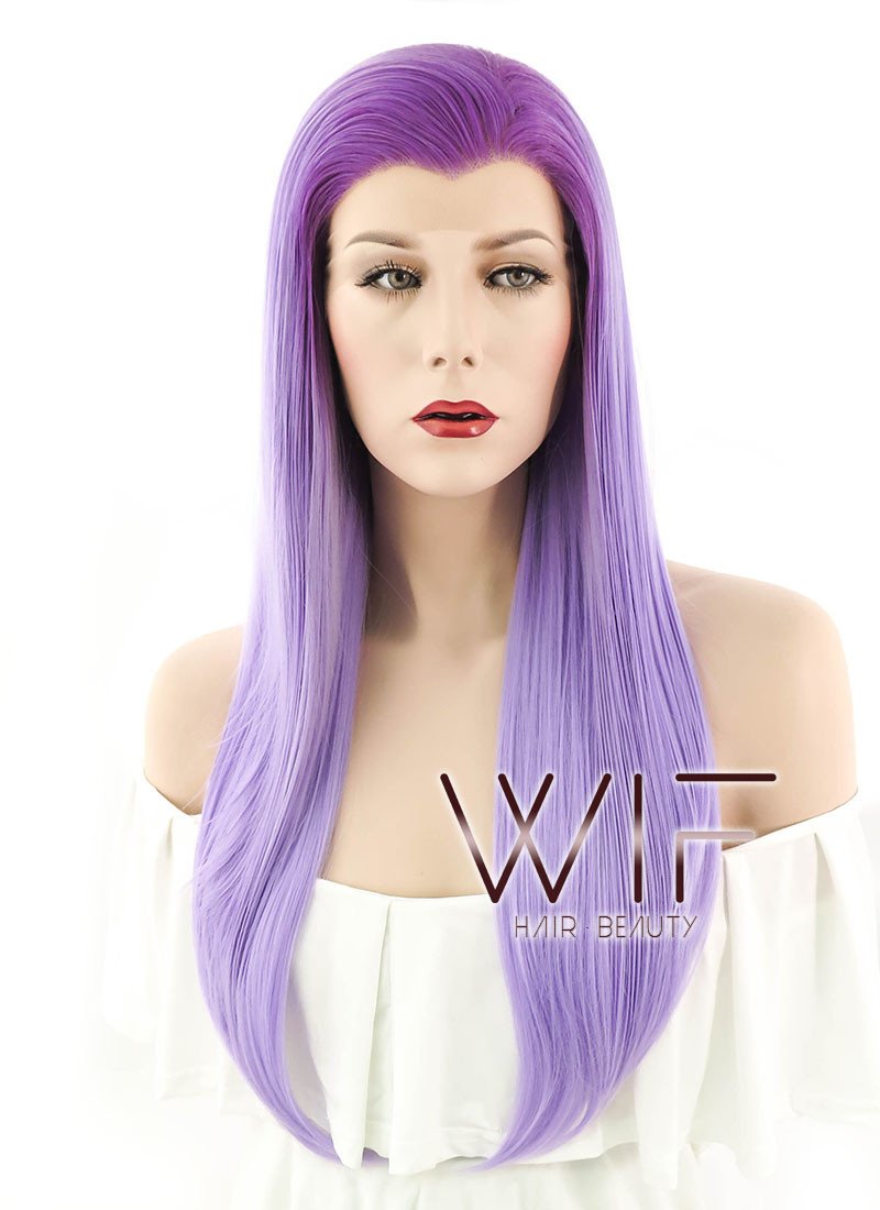 24" Straight Two Tone Purple Lace Front Synthetic Wig LF392