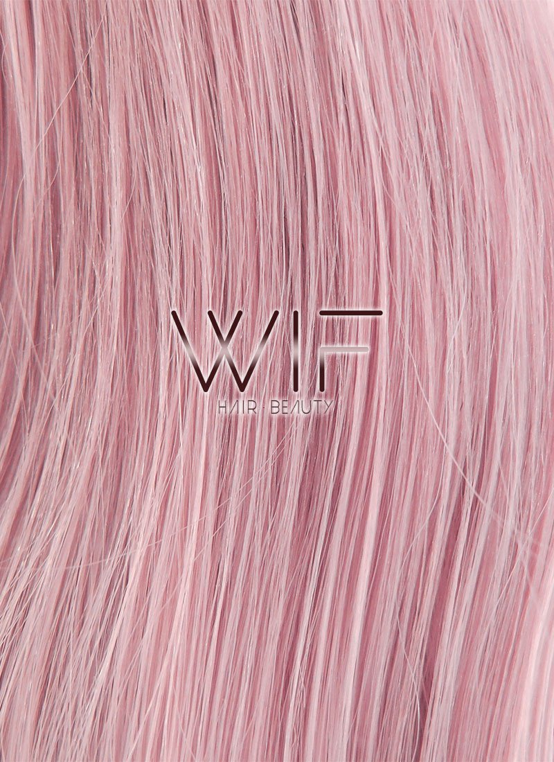 24" Wavy Pink With Dark Roots Lace Front Synthetic Wig LF393