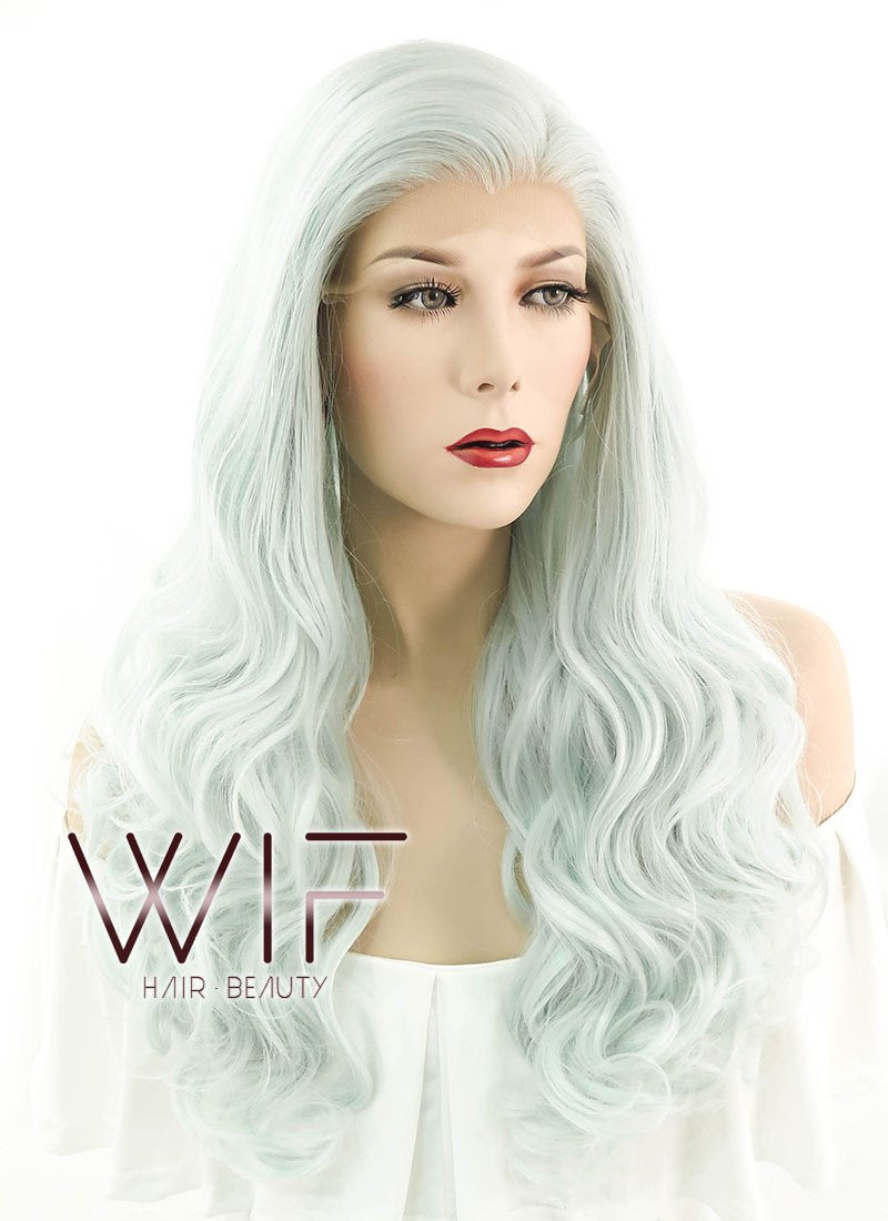 24" Wavy Mixed Light Green Lace Front Synthetic Wig LF394
