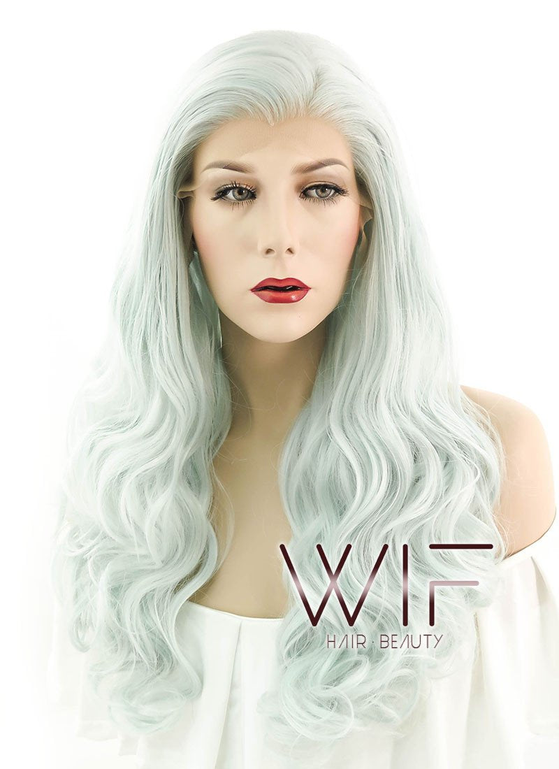 24" Wavy Mixed Light Green Lace Front Synthetic Wig LF394