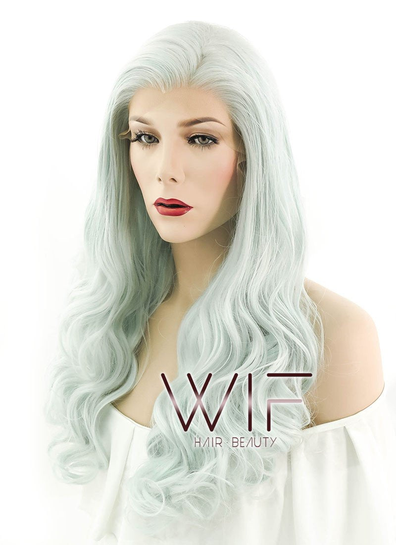 24" Wavy Mixed Light Green Lace Front Synthetic Wig LF394