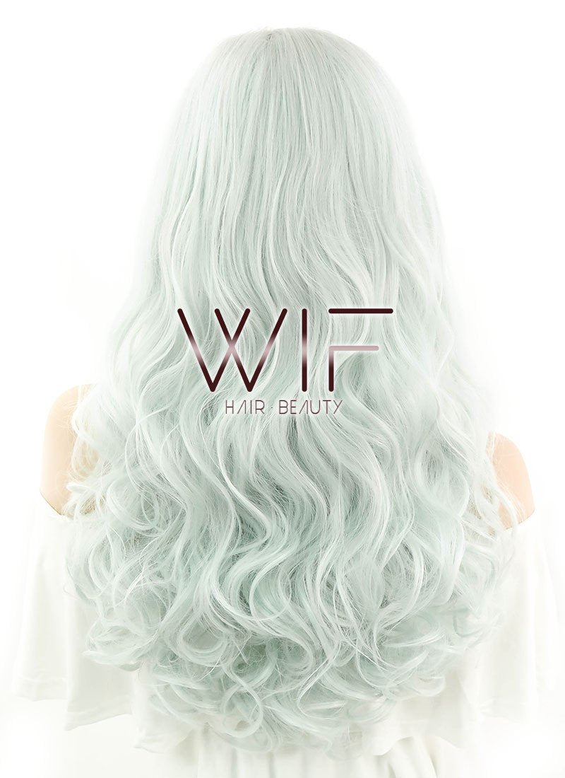 24" Wavy Mixed Light Green Lace Front Synthetic Wig LF394
