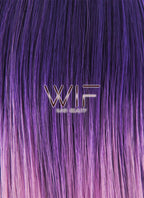24" Long Curly Purple Mixed Pink Lace Front Synthetic Hair Wig LF395