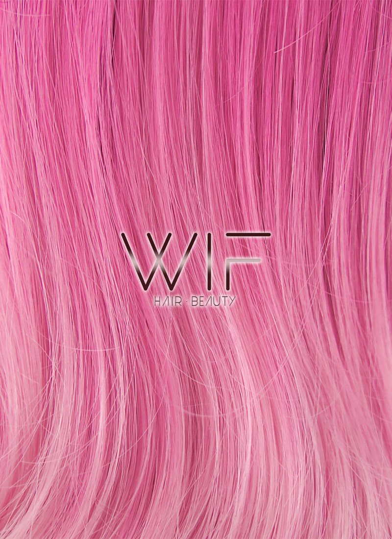 24" Long Curly Two Tone Pink with Dark Roots Lace Front Synthetic Fashion Wig LF396
