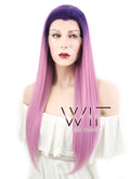 24" Straight Purple Mixed Pink Lace Front Synthetic Wig LF397