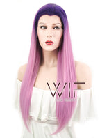 24" Straight Purple Mixed Pink Lace Front Synthetic Wig LF397