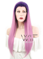 24" Straight Purple Mixed Pink Lace Front Synthetic Wig LF397