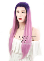 24" Straight Purple Mixed Pink Lace Front Synthetic Wig LF397