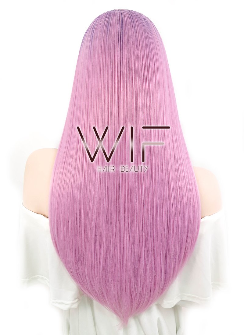 24" Straight Purple Mixed Pink Lace Front Synthetic Wig LF397