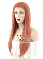 24" Long Straight Pinkish Orange Lace Front Synthetic Hair Wig LF399