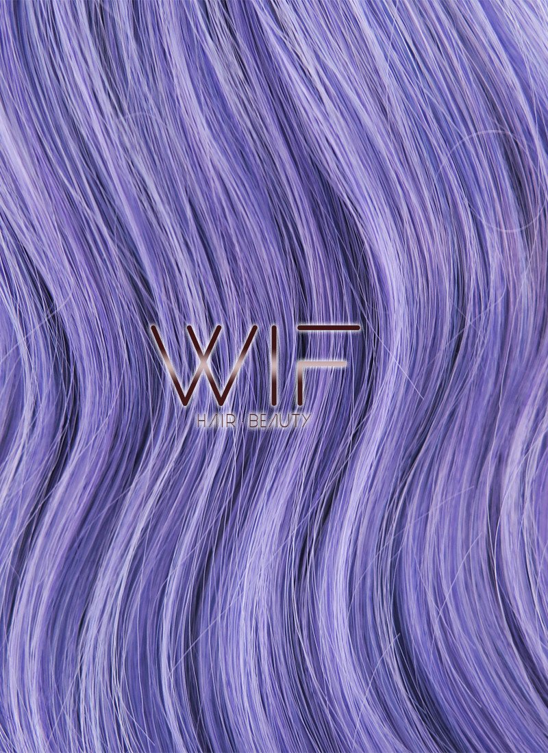 24" Long Curly Black Mixed Purple Lace Front Synthetic Hair Wig LF401