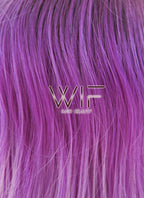 16" Medium Curly Two Tone Pink With Dark Brown Roots Lace Front Synthetic Hair Wig LF403