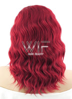 14" Medium Curly Red Lace Front Synthetic Hair Wig LF408