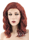 14" Medium Curly Reddish Brown Lace Front Synthetic Hair Wig LF409