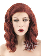 14" Medium Curly Reddish Brown Lace Front Synthetic Hair Wig LF409