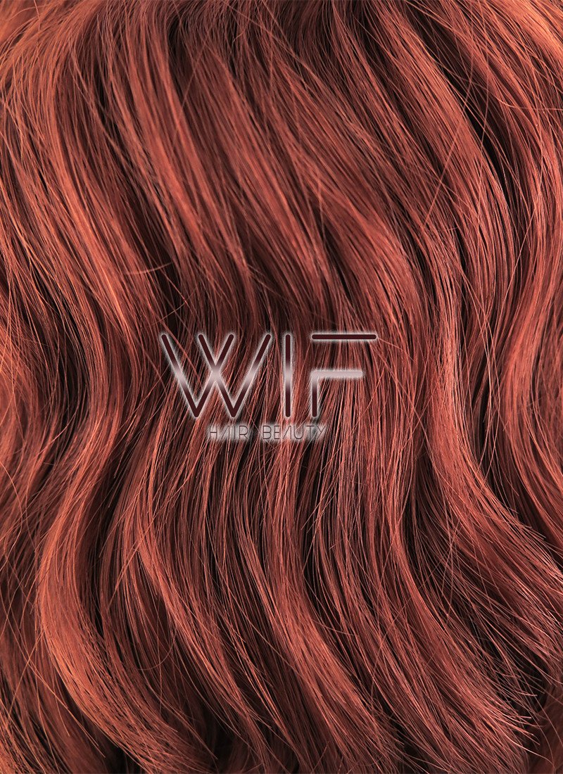 14" Medium Curly Reddish Brown Lace Front Synthetic Hair Wig LF409
