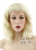 14" Medium Curly Light Blonde Lace Front Synthetic Hair Wig LF410