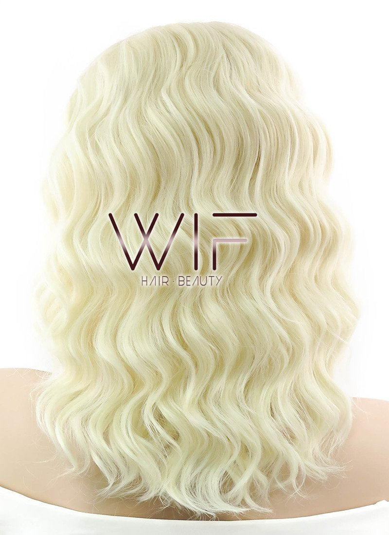 14" Medium Curly Light Blonde Lace Front Synthetic Hair Wig LF410