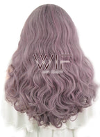 24" Wavy Greyish Purple With Dark Roots Lace Front Synthetic Wig LF411