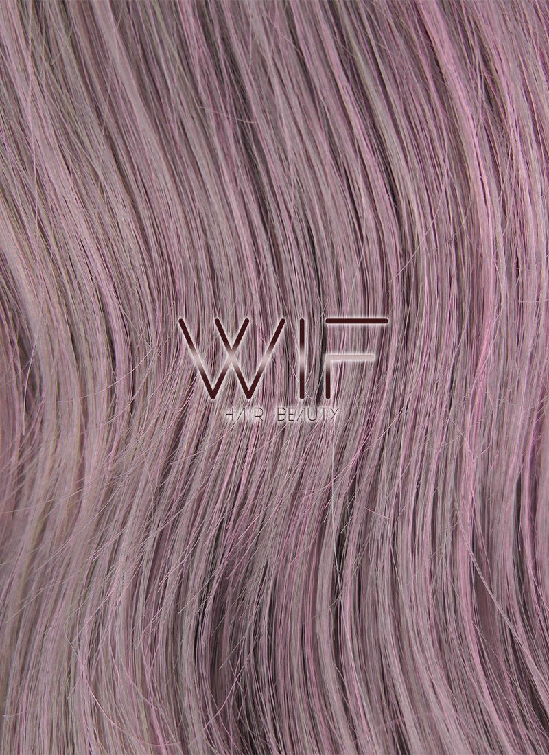 24" Wavy Greyish Purple With Dark Roots Lace Front Synthetic Wig LF411