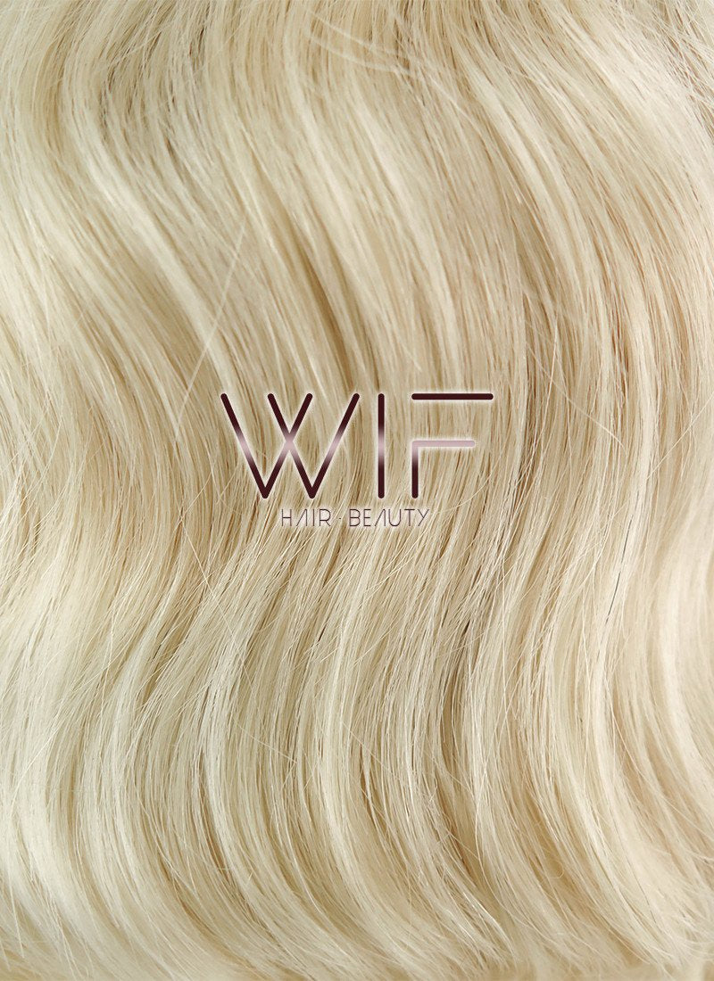 14" Medium Curly Light Blonde With Brown Roots Ombre Lace Front Synthetic Hair Wig LF412