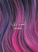 24" Long Curly Black Purple Pink Mixed Ombre Lace Front Synthetic Hair Wig LF415
