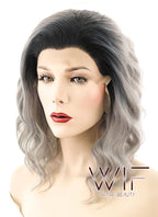 14" Medium Curly Ash Blonde with Dark Roots Lace Front Synthetic Hair Wig LF416