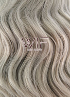 14" Medium Curly Ash Blonde with Dark Roots Lace Front Synthetic Hair Wig LF416