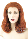 16" Wavy Mixed Reddish Brown Lace Front Synthetic Wig LF417