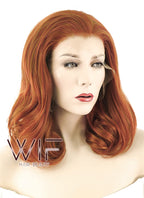 16" Wavy Mixed Reddish Brown Lace Front Synthetic Wig LF417