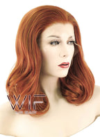 16" Wavy Mixed Reddish Brown Lace Front Synthetic Wig LF417