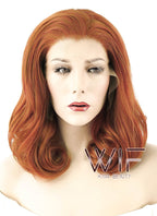 16" Wavy Mixed Reddish Brown Lace Front Synthetic Wig LF417