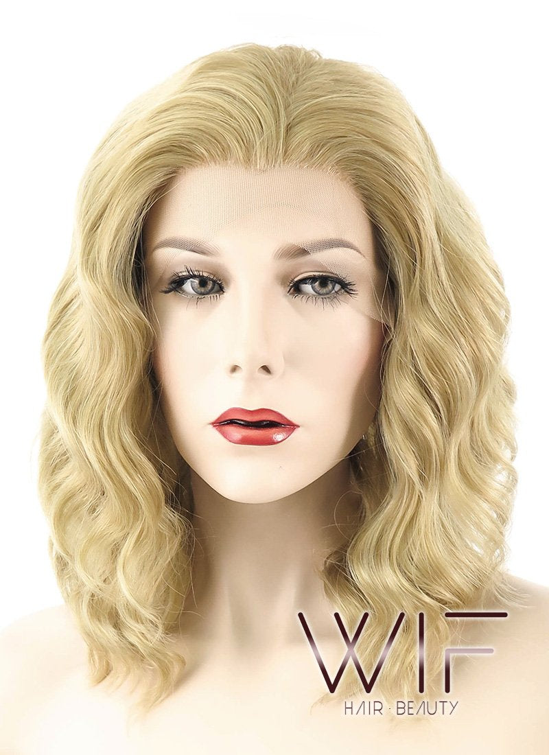 14" Wavy Blonde Lace Front Synthetic Wig LF418