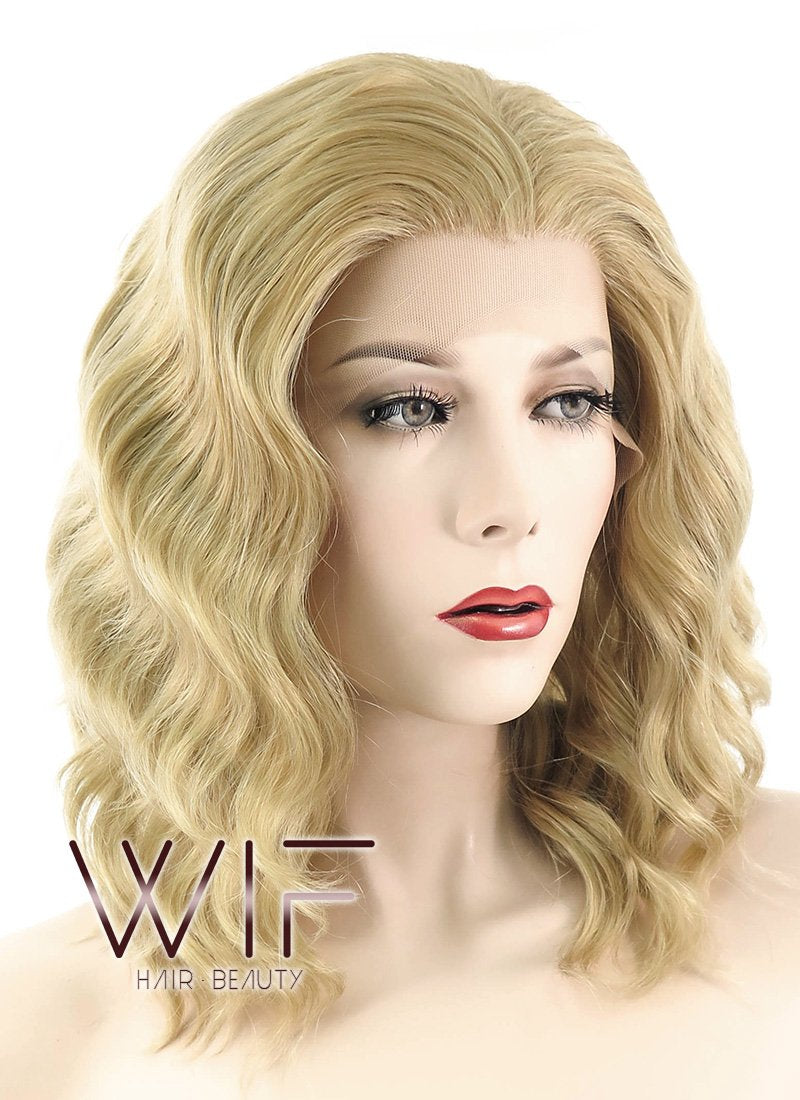 14" Wavy Blonde Lace Front Synthetic Wig LF418