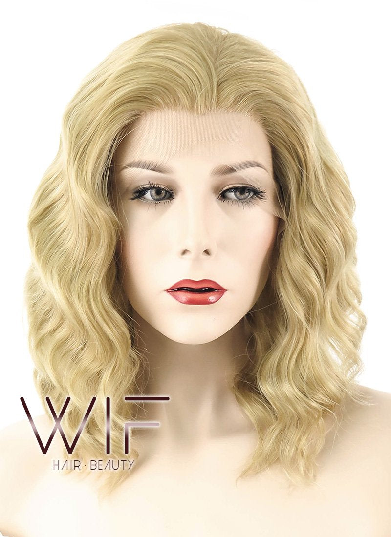 14" Wavy Blonde Lace Front Synthetic Wig LF418