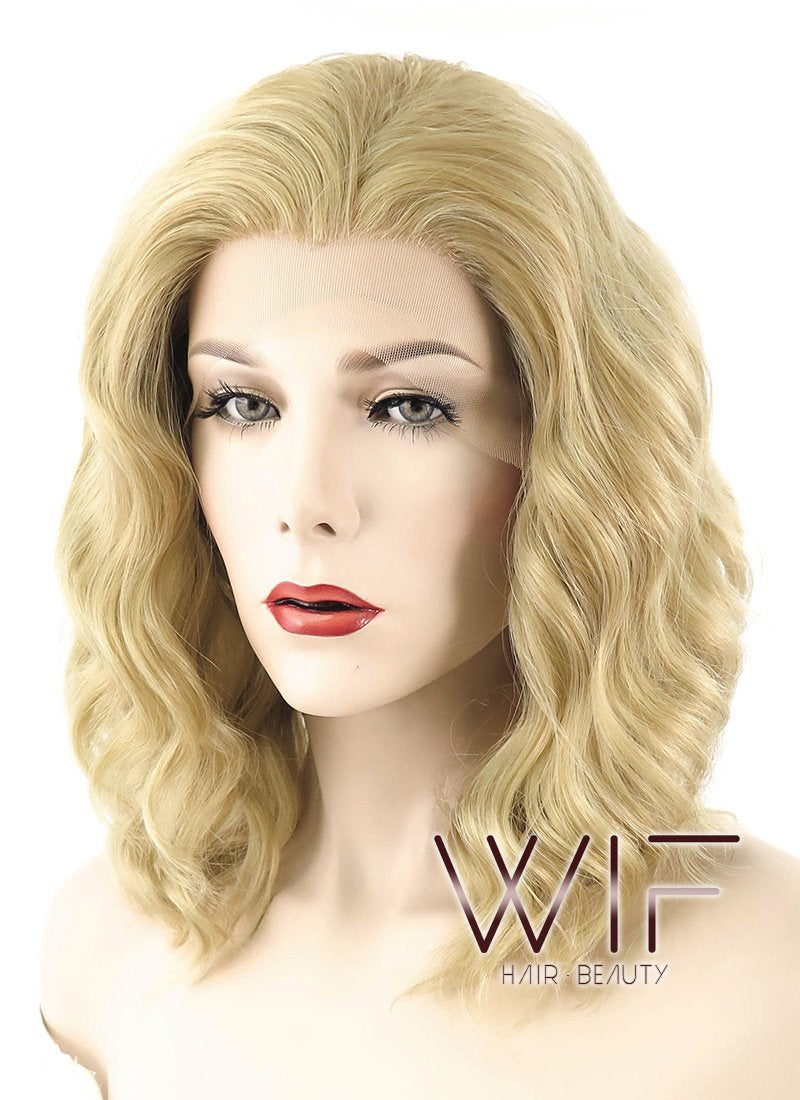 14" Wavy Blonde Lace Front Synthetic Wig LF418