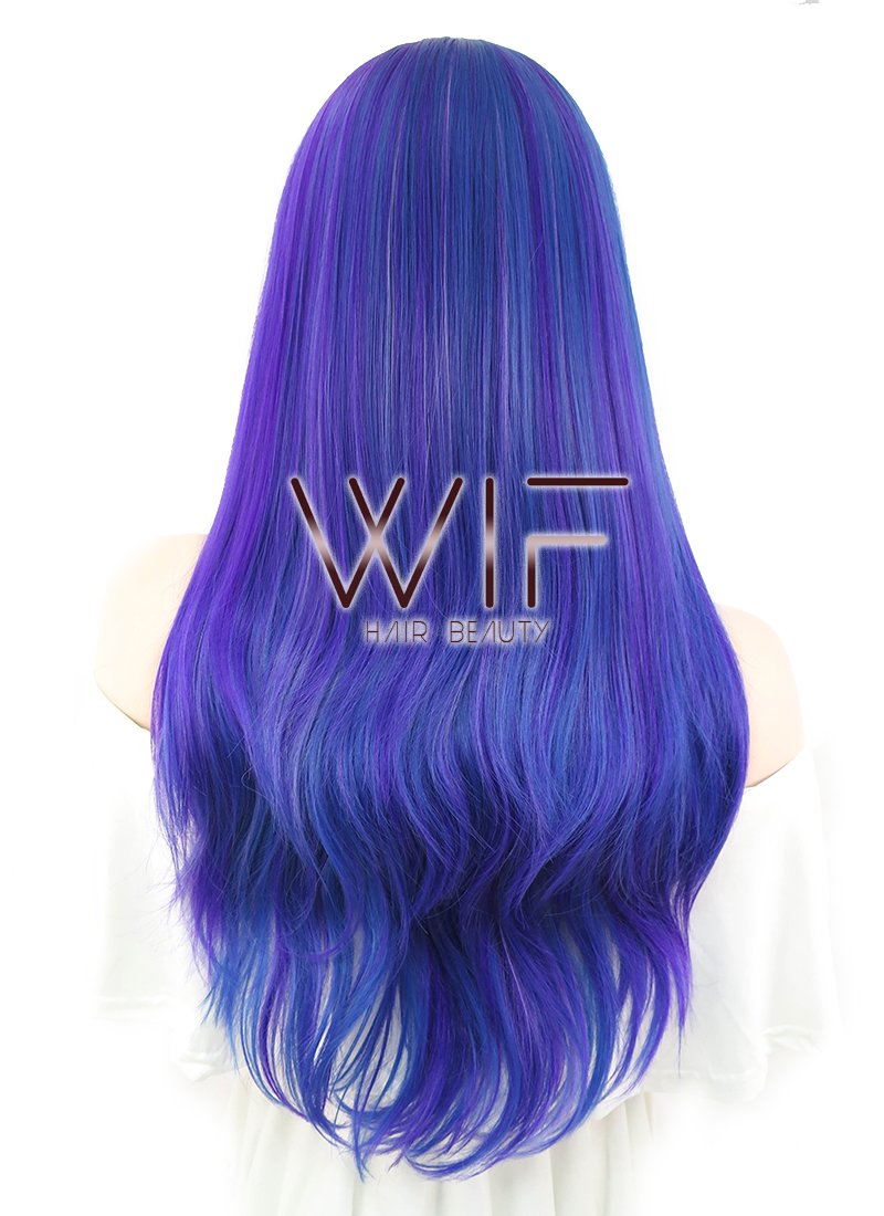 24" Straight Blue Mixed Purple Lace Front Synthetic Wig LF424
